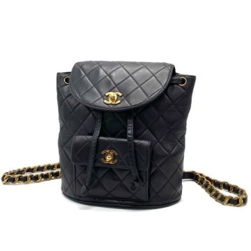 1円 良品 CHANEL シャネル マトラッセ ターンロック ココマークラムスキンチェーン リュック サック　fH02151A
