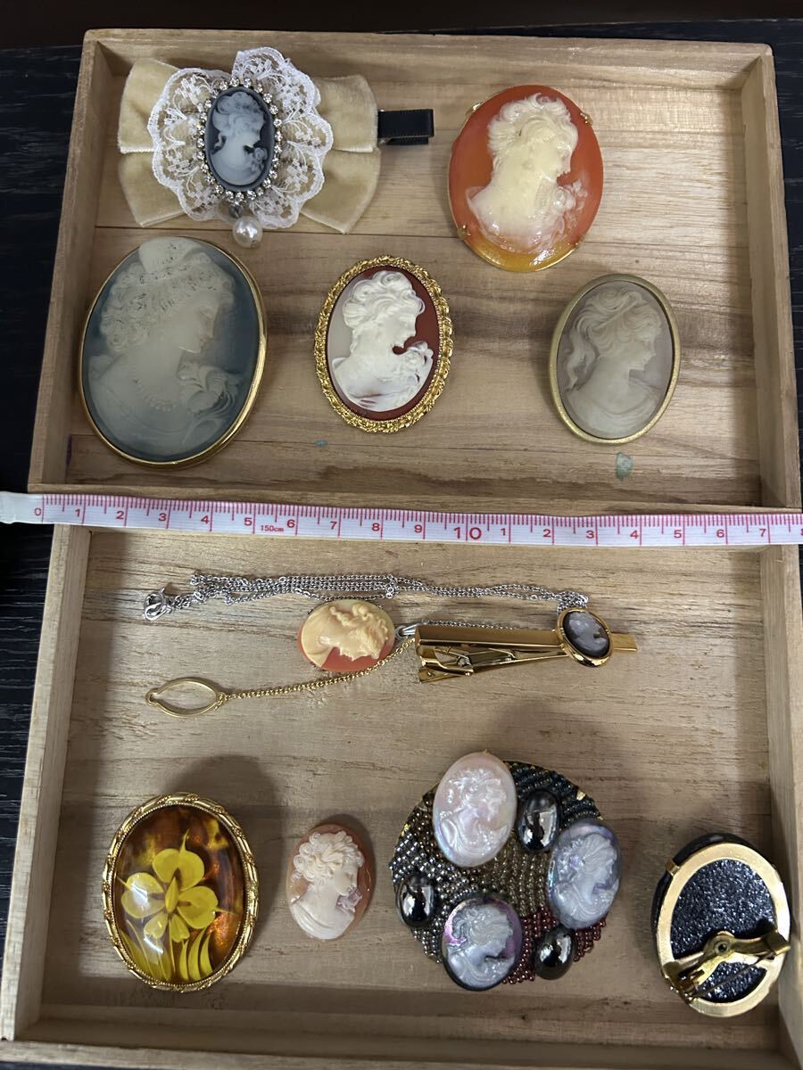  1円 カメオ アクセサリー 大量セット ペンダント トップ ブローチ