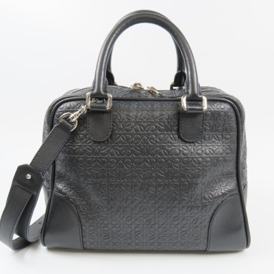 207726★1円スタート★LOEWE ロエベ 極美品 アマソナ 28 アナグラム 2WAY ショルダーバッグ ハンドバッグ レザー ブラック