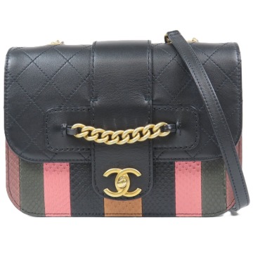 207804★1円スタート★CHANEL シャネル 新品同様美品 マトラッセ ターンロック ココマーク ヘビ 蛇革 チェーンショルダーバッグ