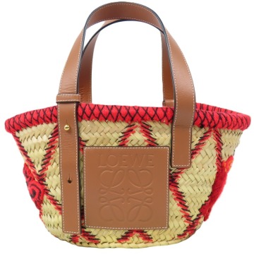 207815★1円スタート★LOEWE ロエベ 未使用品 ウィリアムドモーガン アナグラム ラスティック キャリーオール かごバッグ ハンドバッグ