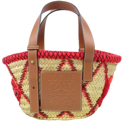 207815★1円スタート★LOEWE ロエベ 未使用品 ウィリアムドモーガン アナグラム ラスティック キャリーオール かごバッグ ハンドバッグ