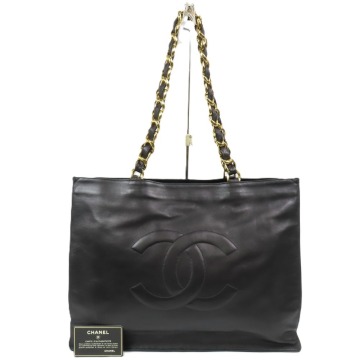 207818★1円スタート★CHANEL シャネル 極美品 デカココマーク 太チェーン トートバッグ ヴィンテージ ショルダーバッグ レザー ブラック