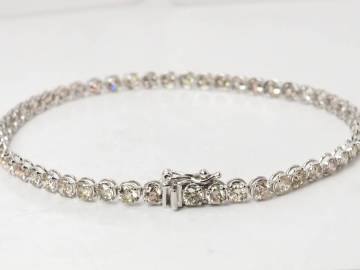 【9903A】K18WG テニスブレス 天然ダイヤモンド 5.00ct/5.0g フルエタニティ ブレスレット