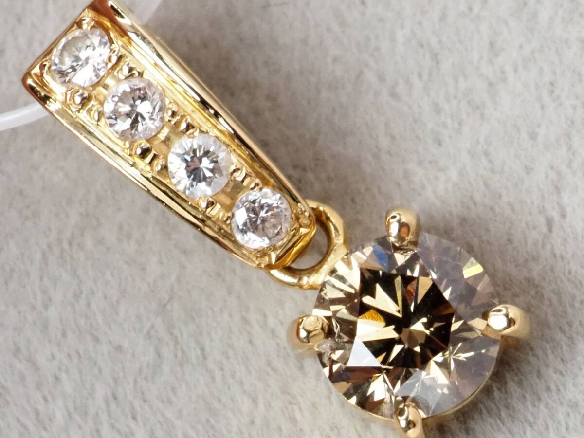  【9926E】K18 天然ダイヤモンド 0.583ct/0.10ct/1.4g ペンダントトップ