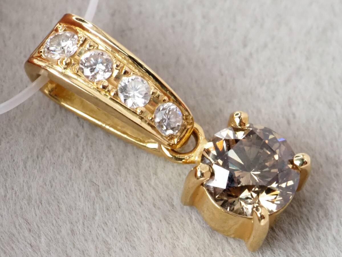  【9926E】K18 天然ダイヤモンド 0.583ct/0.10ct/1.4g ペンダントトップ