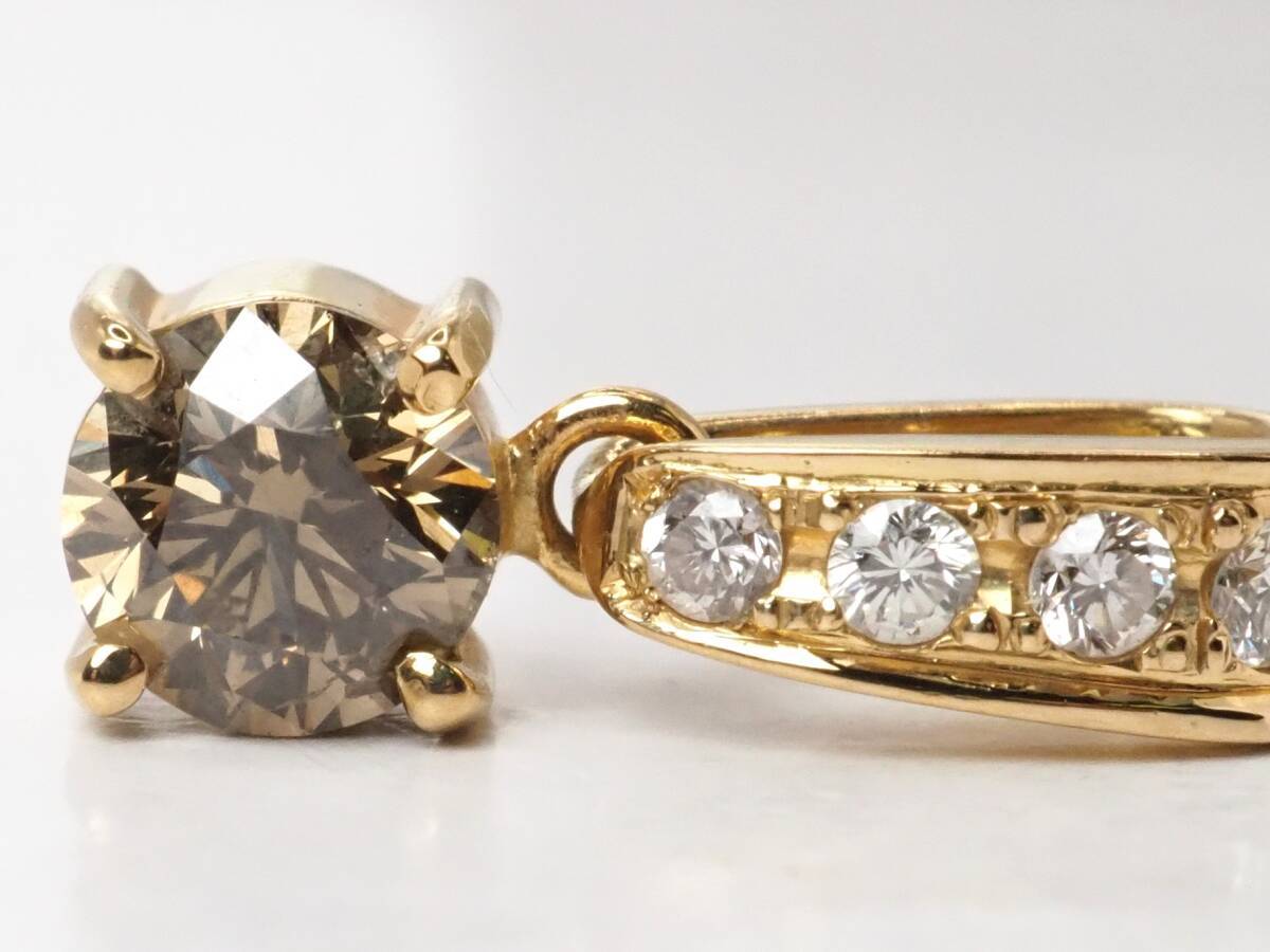  【9926E】K18 天然ダイヤモンド 0.583ct/0.10ct/1.4g ペンダントトップ