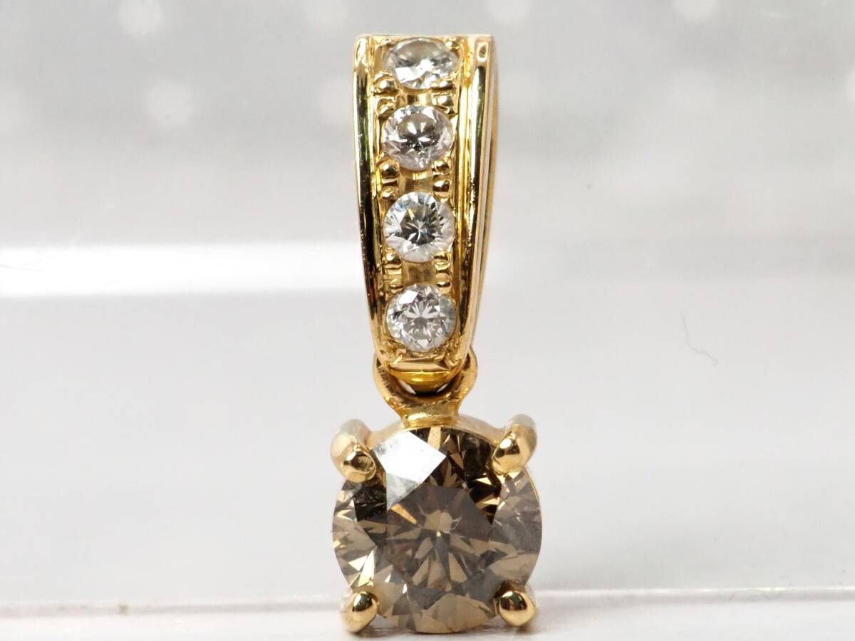  【9926E】K18 天然ダイヤモンド 0.583ct/0.10ct/1.4g ペンダントトップ