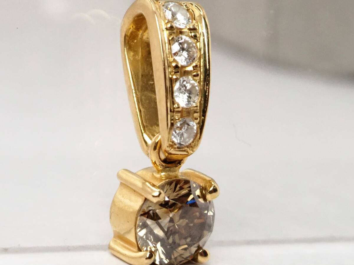  【9926E】K18 天然ダイヤモンド 0.583ct/0.10ct/1.4g ペンダントトップ