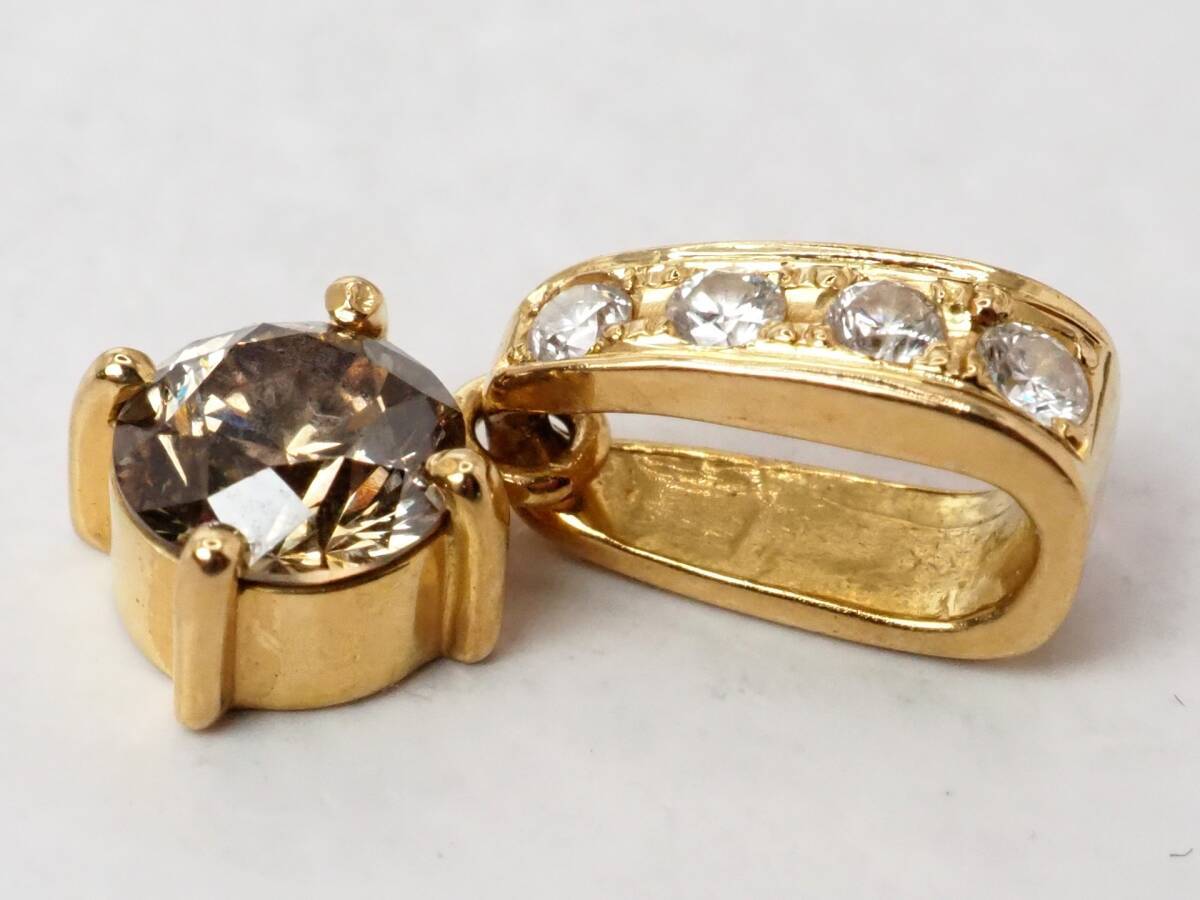  【9926E】K18 天然ダイヤモンド 0.583ct/0.10ct/1.4g ペンダントトップ