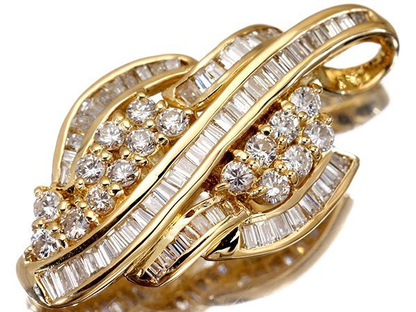  1円～【ジュエリー極】眩い輝き！極上天然ダイヤモンド1.00ct 高級K18YGペンダントヘッド k1738gi【送料無料】