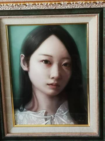 【真作】金子圭太 「翠」油彩 油絵 額装 サイン 肉筆 美人画 美少女 写実 リアリズム 検: 諏訪敦 中島健太 塩谷亮 小尾修 岡靖知 柳田補