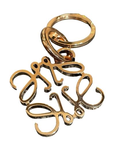 1円 LOEWE ロエベ 定価49500円 ANAGRAM アナグラム 11129203 ローズゴールド キーリング キーホルダー バッグチャーム レディース 真鍮