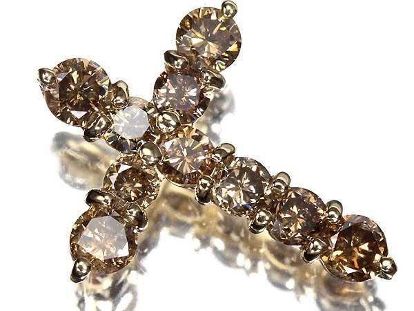  MR18456D【1円～】新品【RK宝石】《Diamond》極上ブラウンダイヤモンド 総計2.00ct!! K18 高級ペンダントヘッド ネックレス クロス 十字架