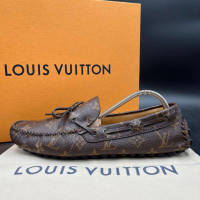 1円 【美品】 LOUIS VUITTON ルイヴィトン アリゾナライン ドライビングシューズ モノグラム レザー メンズ スニーカー 靴 シューズ 27cm