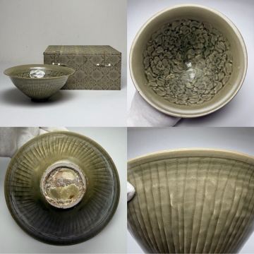 中国古美術 時代物 青磁 茶碗 煎茶碗 茶道具 陶磁器 唐物 中国古玩 古董 共箱