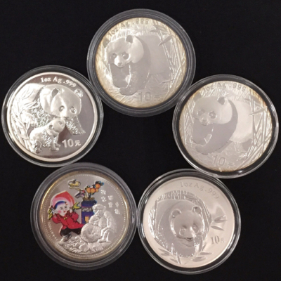 1円 中華人民共和国 中国 パンダ10元銀貨 2001 / 2002 / 2003 / 2004 等 中国銀貨 5枚 まとめ セット B4648