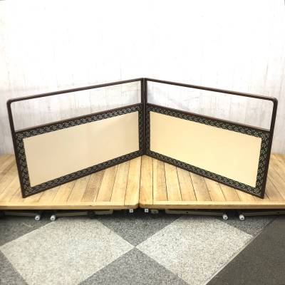 ＊風炉先屏風 利休梅文 網代編み 両面使い リバーシブル 結界 仕切り 折りたたみ パーテーション 茶道 茶室 古民家 レトロ インテリア