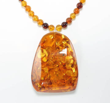 ▲天然コハク 最高級 SV 14.2g 46cm ネックレス 宝石 ジュエリー jewelry