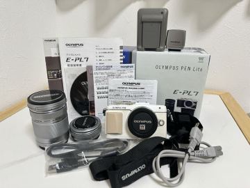 【1円スタート】超美品 OLYMPUS PEN Lite オリンパス E-PL7 14-42mm 40-150mm シルバー ミラーレス一眼カメラ デジタルカメラ 動作確認済み