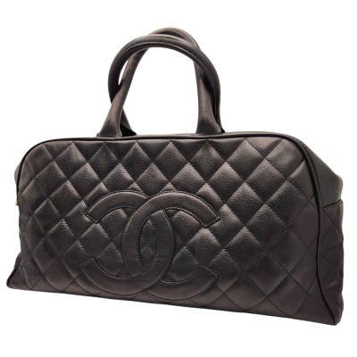 【同梱可】B51 CHANEL キャビアスキン 復刻トート ハンドバッグ ココマーク ブラック ゴールド金具