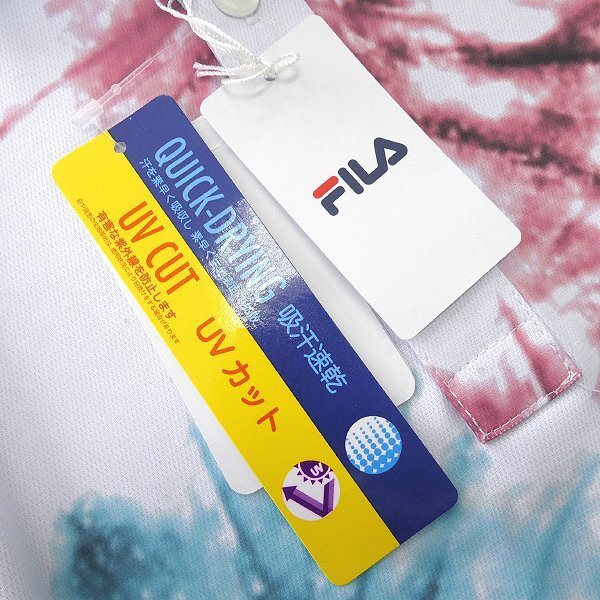 新品 FILA フィラ ゴルフ 吸汗速乾 タイダイプリント 半袖 ポロシャツ 3L 白 赤 【I49547】 GOLF 春夏 メンズ UVカット サマー 盛夏