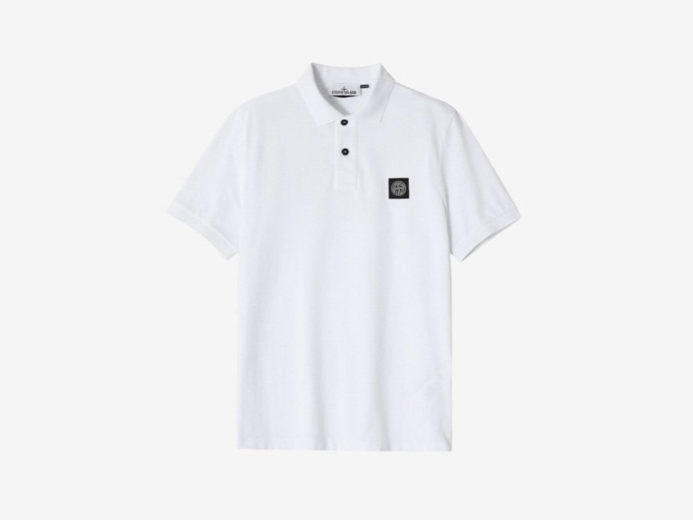 9万新品◆XL◆STONE ISLAND ストーンアイランド◆オーガニックコットン コンパスロゴ 半袖ポロシャツ SLIM FIT白 1円