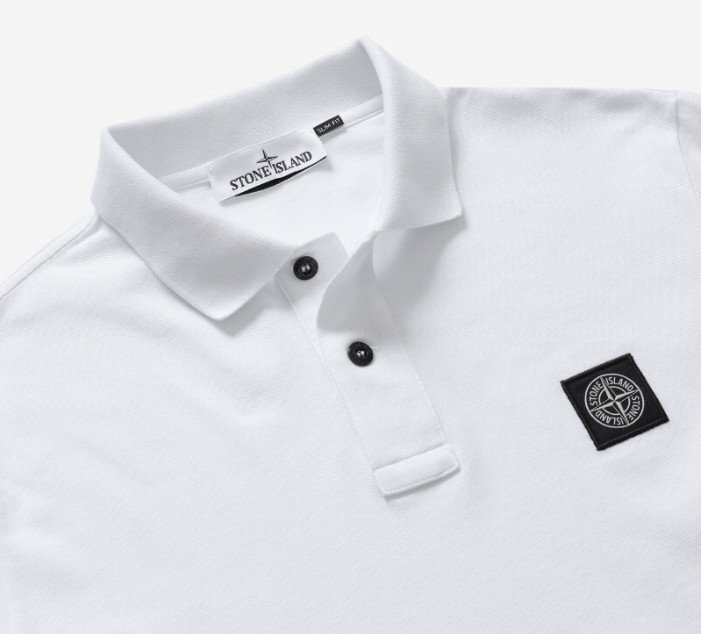 9万新品◆XL◆STONE ISLAND ストーンアイランド◆オーガニックコットン コンパスロゴ 半袖ポロシャツ SLIM FIT白 1円
