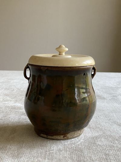 中國古美術 元代鐵銹花 小罐 骨董 壺 花器 古美術 小壺 茶道具 茶入 花入 時代物 水指 壺 茶入 骨董品