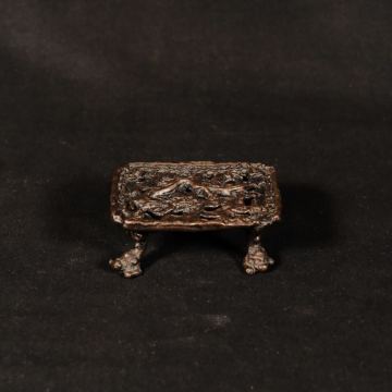 古銅 透彫雲龍文 墨床 書道具 文房具 中国古玩 唐木台 香炉台 煎茶道具 中国古美術 古美術