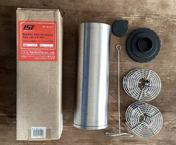 ISE ステンレス現像タンク リフトロッド付きStainless Steel DevelopingTank with Lift Rod L- 6 P/ステンレス・リール 120用 外箱なし&times;2