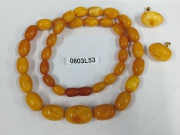 0603L53　琥珀　コハク　ネックレス＆イヤリング　2点セット　約39.2ｇ