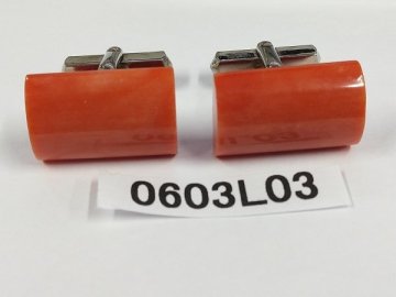 0603L03　本珊瑚　サンゴ 　カフスボタン　約9.3ｇ