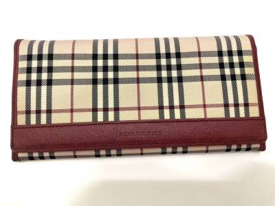 1円スタート 未使用品 BURBERRY バーバリー 長財布 PVCキャンバスレザー