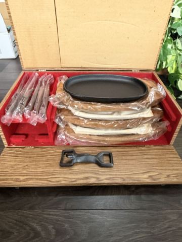 南部鉄器 盛栄堂 南部鉄 ステーキ皿 フォーク ナイフ 鉄皿 ステーキプレート　3セット