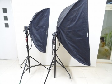 ■COMET 業務用ストロボ照明 2灯セット 大型ソフトボックス Manfrottoスタンド付 撮影機材