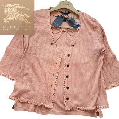 ◆新品タグ付◆バーバリー◆BURBERRY 洗える☆ポインテールカットソー&カーディガン2点セット♪アンサンブル ホースマーク刺繍 UV冷房対策