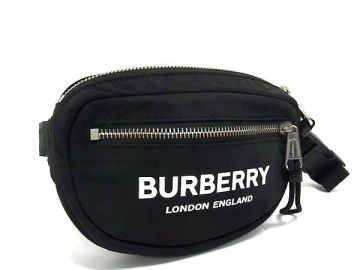 1円 ■美品■ BURBERRY バーバリー キャノン ナイロン クロスボディ ボディバッグ ウエストポーチ ウエストバッグ ブラック系 HA2284