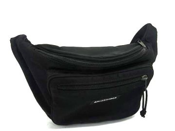 1円 BALENCIAGA バレンシアガ 482389 エクスプローラー キャンバス クロスボディバッグ ウエストポーチ メンズ ブラック系 HA9119