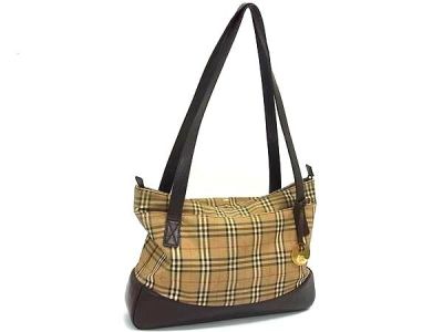1円 BURBERRY バーバリー ノバチェック キャンバス&times;レザー ショルダーバッグ トート 肩掛け レディース ベージュ系&times;ブラウン系 HC0933
