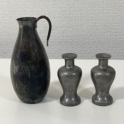 鉄製　瓶　花瓶？　３点セット　持ち手あり&times;１　持ち手なし&times;２　/66-3-N