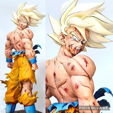 二次元 リペイント 超サイヤ人 孫悟空 改修 塗装済み 完成品 一番くじ THE CHRONICLE OF GOKU ドラゴンボール フィギュア DRAGONBALL 2D