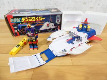 (S)◎訳あり 当時もの ポピー 電子戦隊デンジマン 戦隊母艦＆ロボ玩具 DX デンジタイガー＆超合金 ダイデンジンセット 箱付き ＠80(6)
