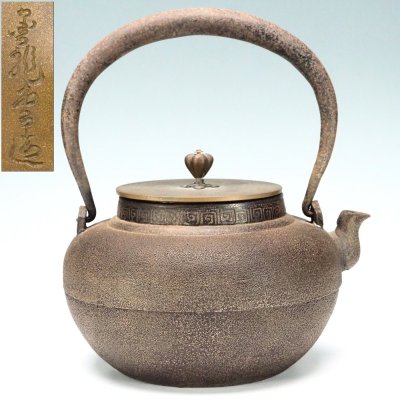 【治】金龍堂造 宝珠形鉄瓶☆茶道具 (検索:畠春斎 龍文堂 亀文堂 光玉堂 安之介 雨宮宗 大国寿郎 秦蔵六) BEF121