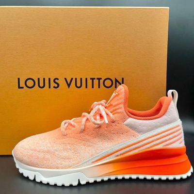 1円【新品】LOUIS VUITTON ルイヴィトン V.N.Rライン スニーカー ローカット ランニング メンズ ロゴ ニット オレンジ サイズ25cm相当