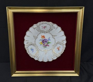 【江】西洋磁器 Meissen マイセン モールド飾り絵皿 約39.5cm&times;39.5cm 古美術品(額装アートオブジェ)XZ2477 DTghhj OTDBhmko