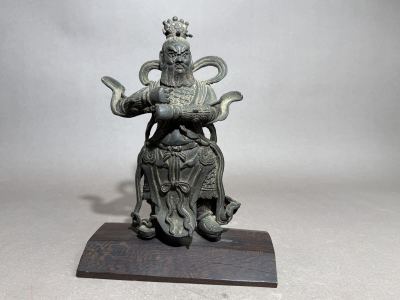 明時代銅製天王像 天神様 仏像 銅器 漆金 縁起物 旧家整理品 中国古美術