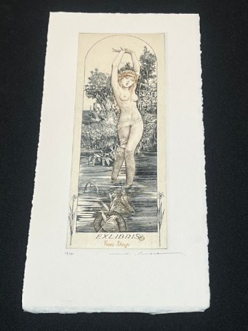 ★ 美品 アルフォンス イノウエ 水辺のサブリナ オリジナル 銅版画 蔵書票 限定18/55 直筆サイン Alphonse Inoue アルフォンス 井上