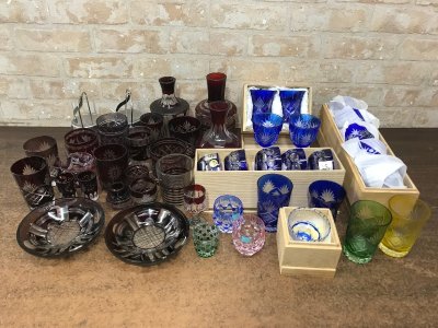 ☆中古品☆　切子細工　江戸切子　切子　まとめ売り　花瓶　ロックグラス　タンブラー　等