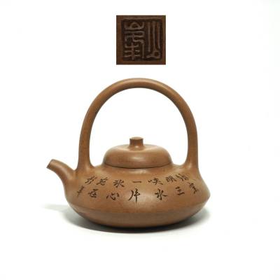 唐物 白泥 提梁 大 急須 中国宜興 煎茶道具 朱泥 委托品 時代物 サイズ　幅約14.5cm高さ約12cm